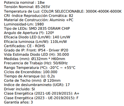 Downlight estanco profesional UGR17 18w maxi