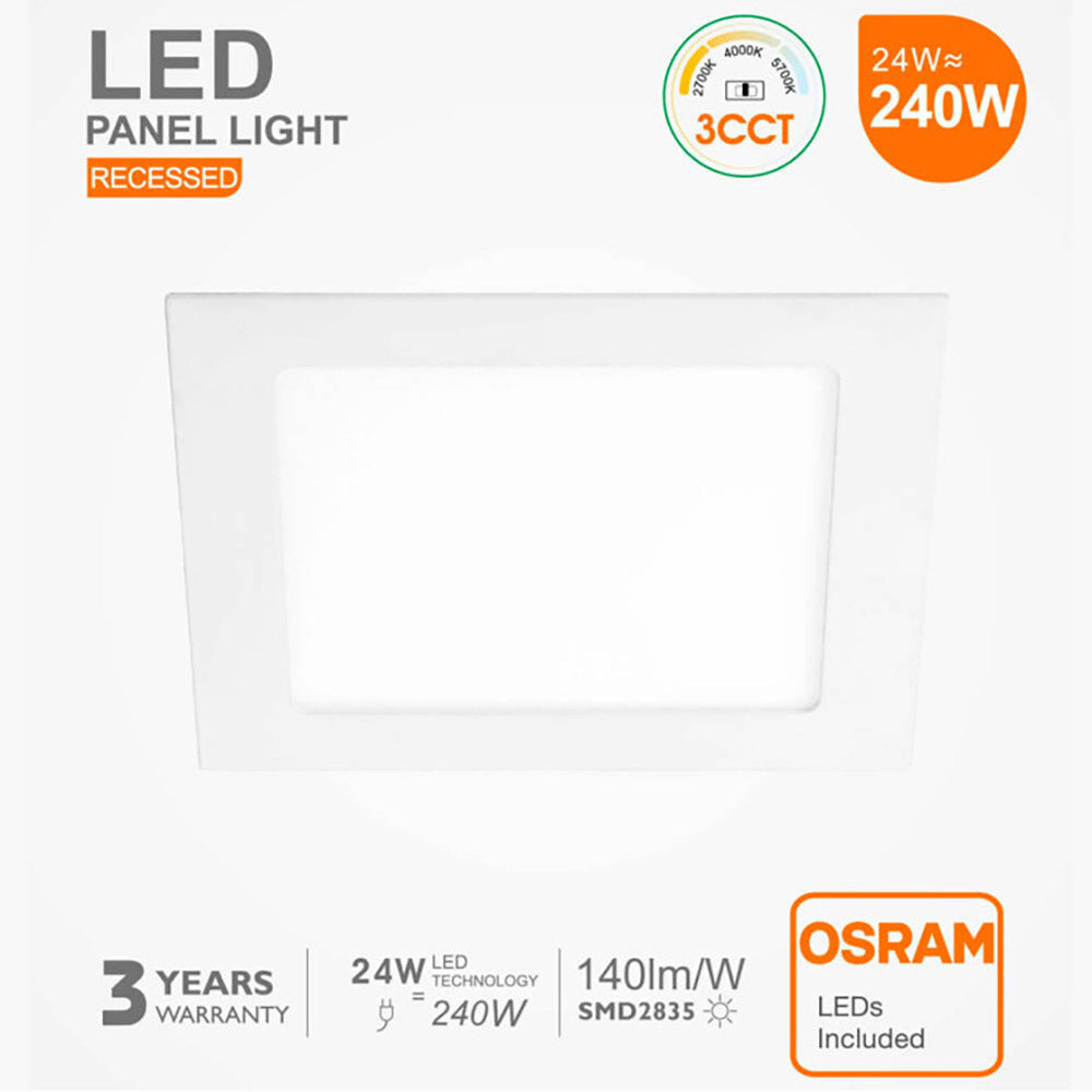 Downlight LED Cuadrado Osram 24W | 2400lm | CCT 2700-5700K | CRI85 | Corte 205mm