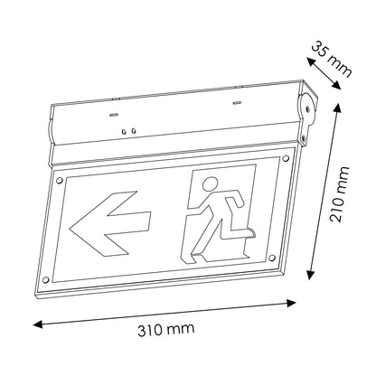 Luz de Emergencia LED Banderola 3W - Señalización Evacuación Doble Cara Autonomía 3h