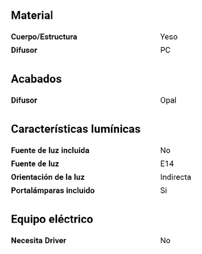 Aplique pared yeso doble luz