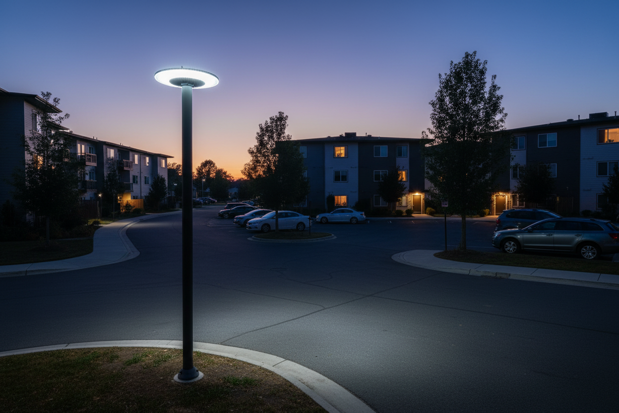 Farola Solar en Entorno Urbano