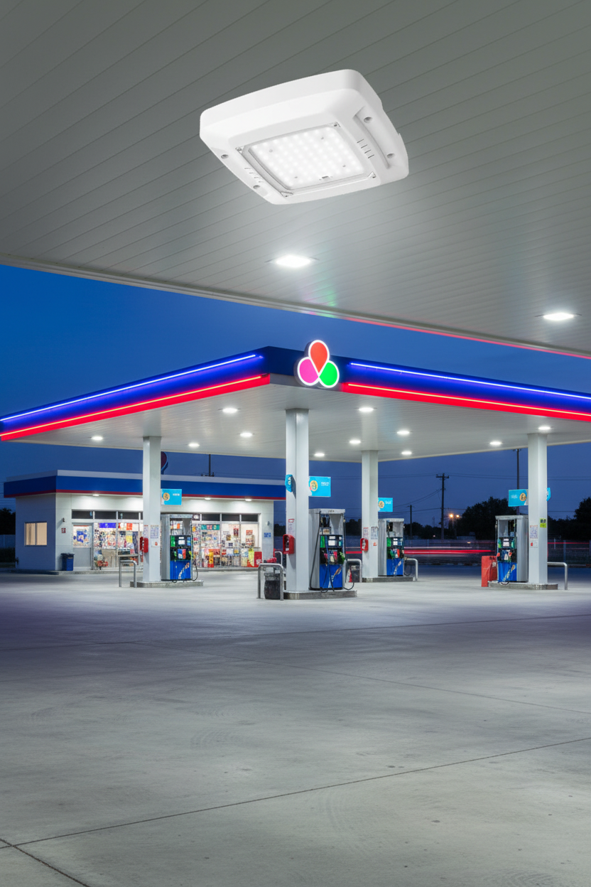 Foco LED Gasolinera - Ambiente Real