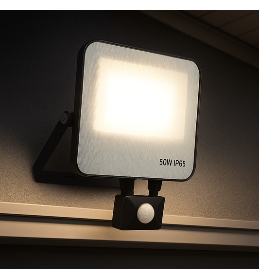 Foco Proyector LED SMD2835 Lumileds 120Lm/W. Equipado con un Sensor de Movimiento PIR desmontable mediante conector Jack y control remoto para máxima comodidad. Su encendido automático al detectar movimiento lo hace ideal para mayor seguridad 