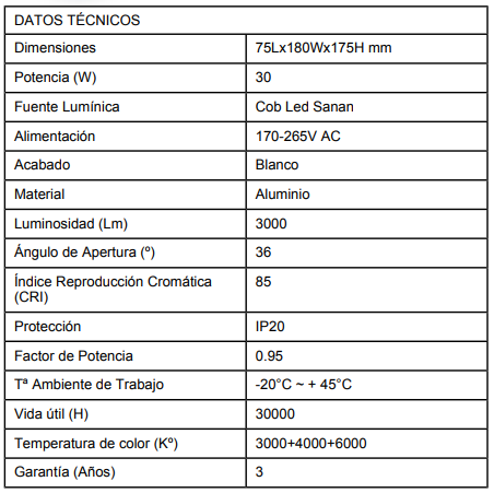 Foco carril monofásico CCT