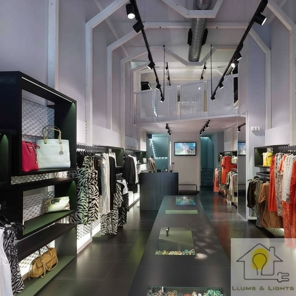 Focus LED en boutique amb logo LLums & Lights