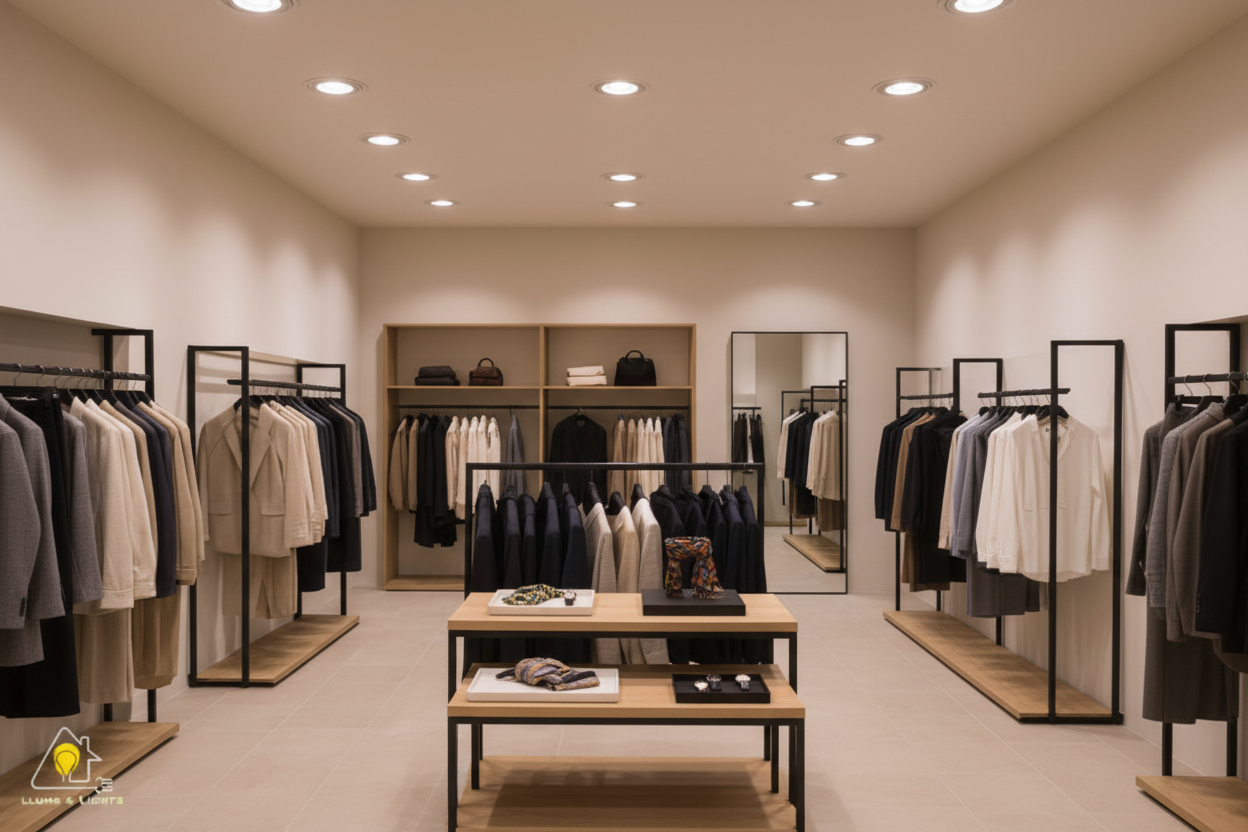 Bombilla LED AR111 220V instalada en tienda de ropa premium - LLums & Lights