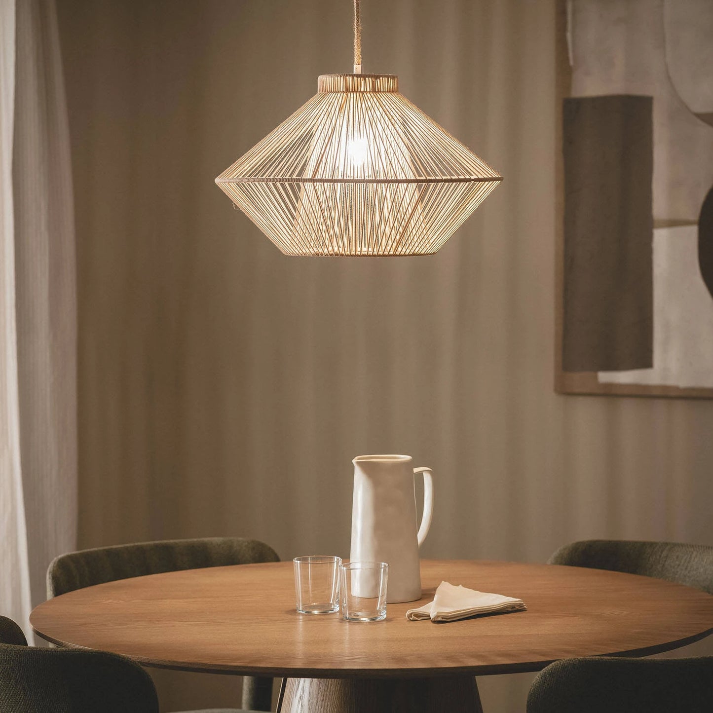 Làmpada Penjant de Corda Natural 50cm - Disseny Artesanal Boho