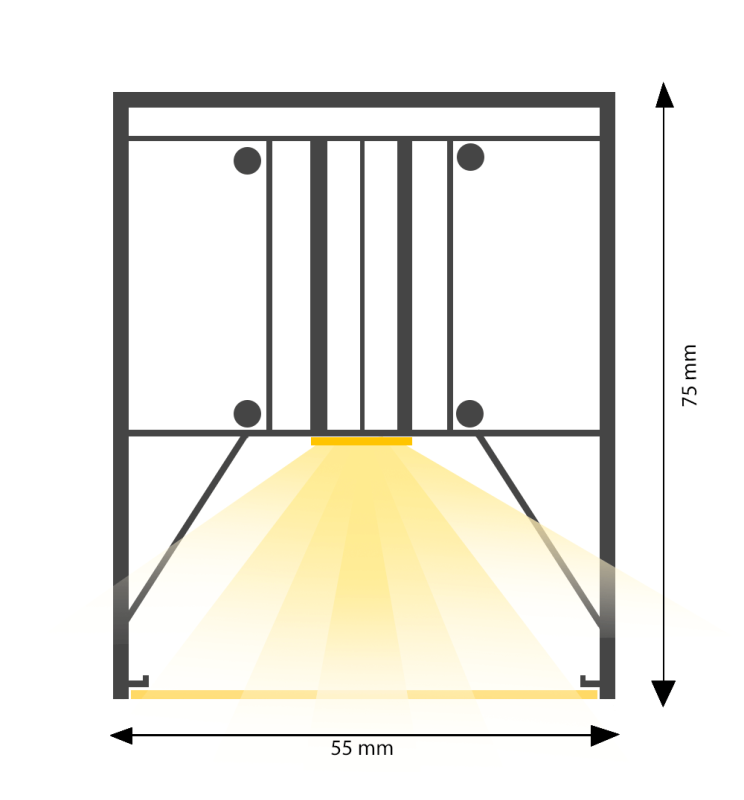 Pantalla lineal led CCT línea contínua negra