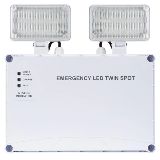Foco proyector de emergencia industrial de 2x6w 400 lúmenes, con autonomía de 3 horas. No permanente. Solo se activa cuando se interrumpe el suministro eléctrico. Incorpora una batería Ni-Cd de 3.6V y 4.5Ah, con protección contra sobredescarga y un&nbsp;tiempo de recarga de 24 horas. Indicadores LED de estado.