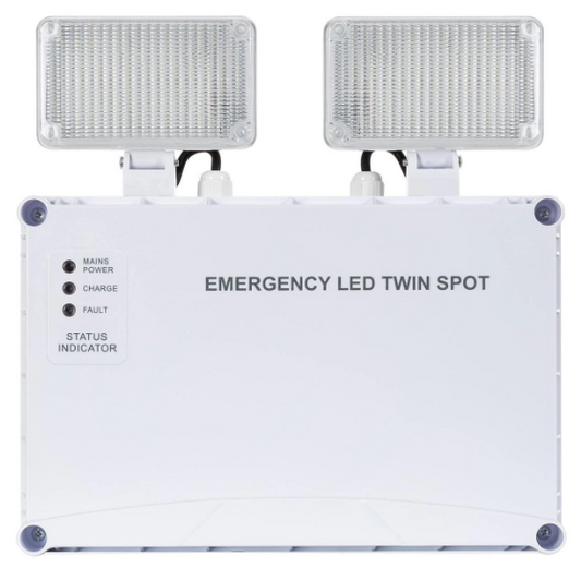 Foco proyector de emergencia industrial de 2x6w 400 lúmenes, con autonomía de 3 horas. No permanente. Solo se activa cuando se interrumpe el suministro eléctrico. Incorpora una batería Ni-Cd de 3.6V y 4.5Ah, con protección contra sobredescarga y un&nbsp;tiempo de recarga de 24 horas. Indicadores LED de estado.