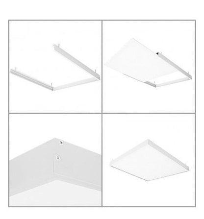 Kit de Superficie para Panel LED 60x60 es un producto diseñado específicamente para resolver las limitaciones de instalación de paneles LED en techos no desmontables, ofreciendo una solución segura, práctica y elegante. El kit de superficie para panel LED está fabricado en aluminio de alta calidad, con un acabado de pintura en polvo de color blanco. Incluye todos los accesorios necesarios para su montaje y fijación al techo.