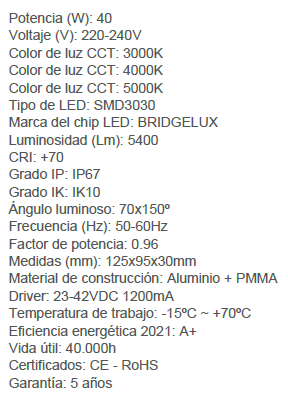 Módulo óptico farola