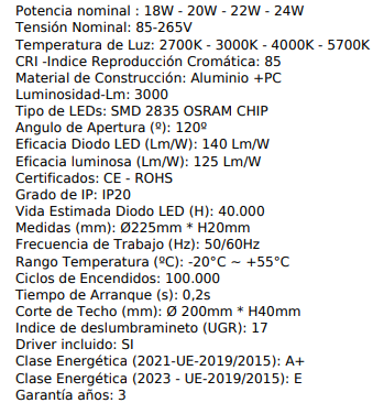 Downlight profesional 24w Osram