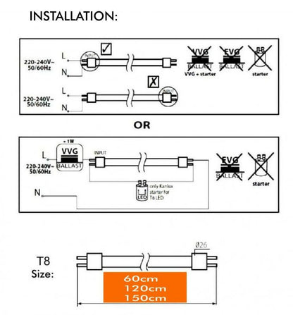 Tubo led 120cm 20w alto flujo (pack)