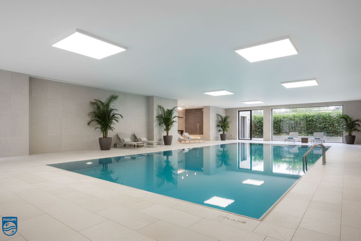 Piscina interior resort con pocos paneles LED IP65 - Philips
