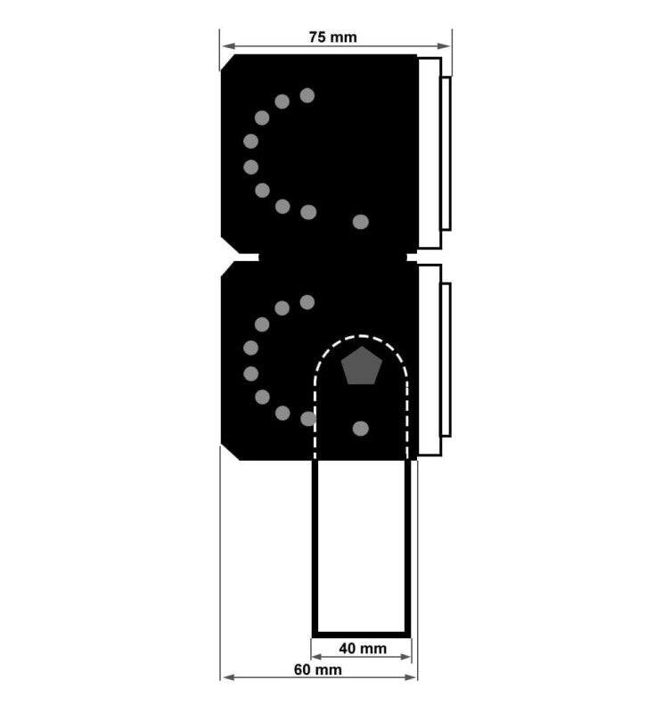 Proyector modular 100w con con un rendimiento de 180Lm/W
Dimensiones  305x155x80mm
Material Aluminio lacado al horno
Ópticas Disponibles: 60º, 25º, Asimétrica 136x78º
Driver PHILIPS XITANIUM
El proyector está disponible con diferentes opciones de ópticas, cada una diseñada para maximizar su eficacia en distintas aplicaciones:
Óptica Focalizada 60º
Óptica Focalizada 25º
Óptica Asimétrica 136x78º