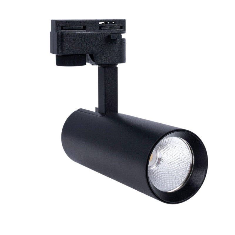 Proyector de carril LED de 10w de alta calidad que destaca por su diseño compacto y su sistema de driver incorporado. Sistema CCT que permite ajustar la temperatura del color en tres tonos luz cálida (3000K), luz neutra (4000K) o luz fría (6500K), mediante un switch incorporado. Es totalmente orientable con un ángulo de luz de 38º,  es ideal para iluminar tiendas, restaurantes y comercios ... etc.