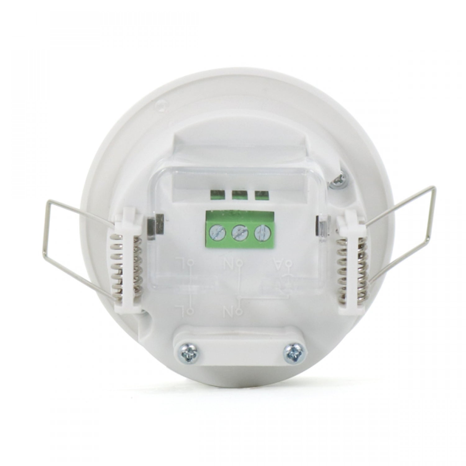 Detector de movimiento infrarrojo (PIR) para instalación en techos interiores, con grado de protección IP20. Su sensor infrarrojo permite detectar cuando alguien ingresa en su campo en un ángulo de 360° y un rango de distancia de hasta 8 metros. Identifica la luz de noche o de día, lo que permite aprovechar eficazmente la energía de los productos LED.
Potencia máxima soportada de 600W (LED) y 1200W (incandescente).