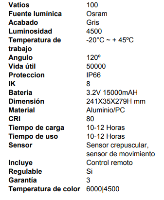 Foco solar 100w