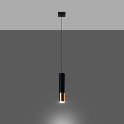 Colgante tubular negro/cobre
