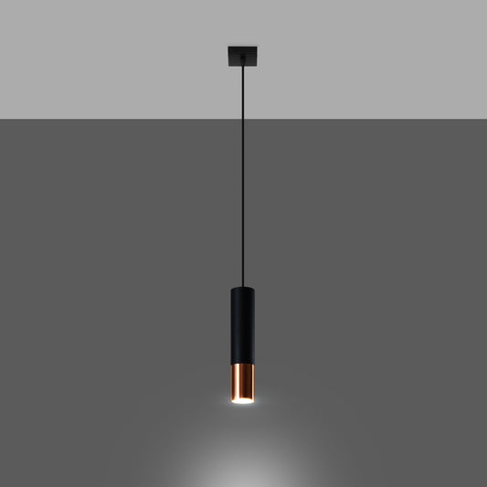Colgante tubular negro/cobre