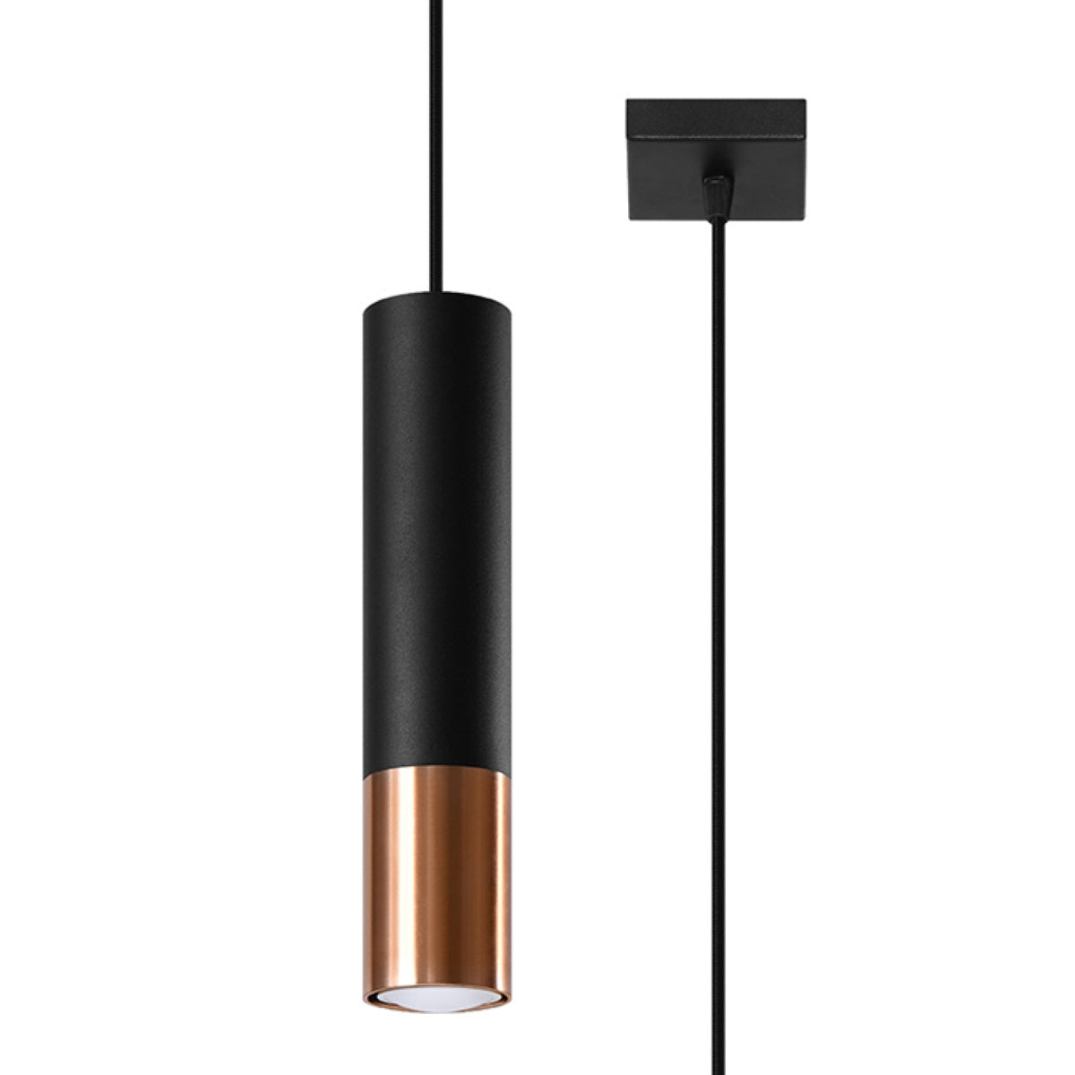 Colgante tubular negro/cobre