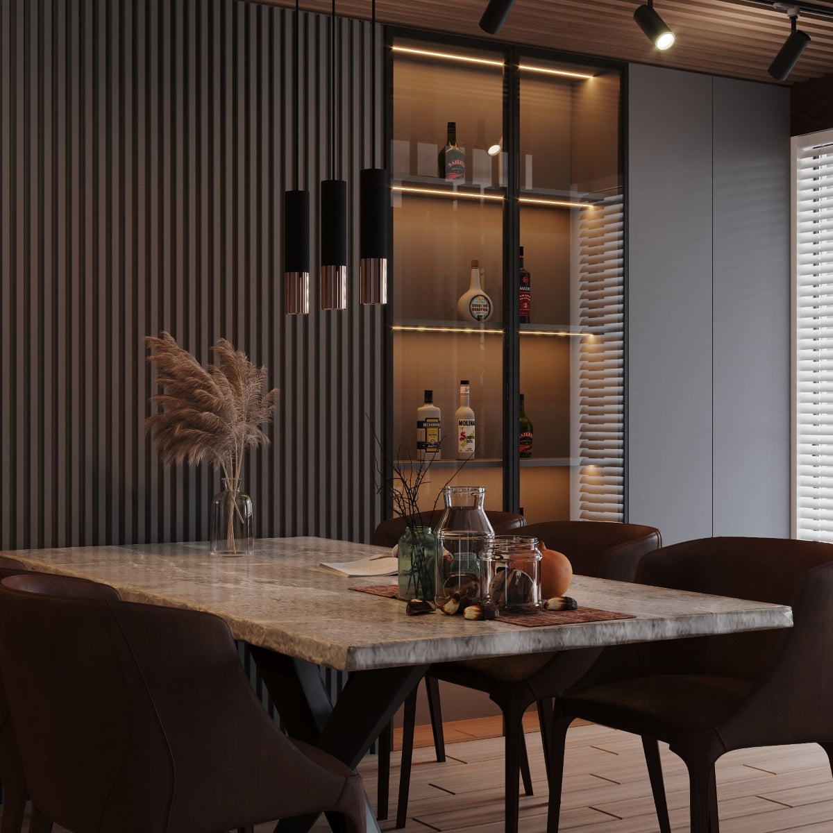 Colgante tubular negro/cobre