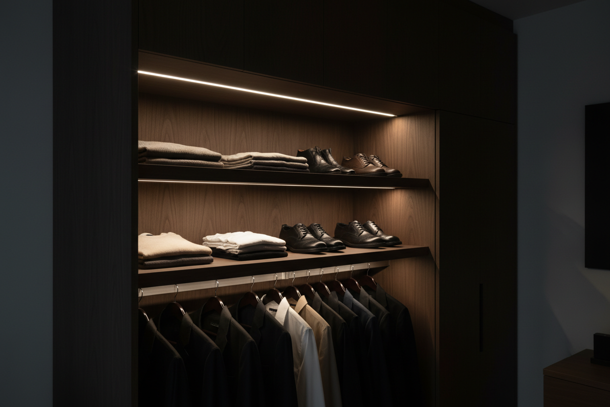 Tira LED en interior de armario