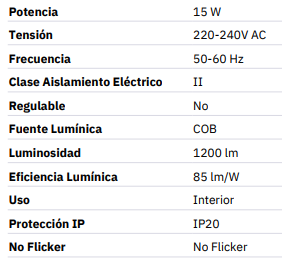 Foco techo tubular 15w