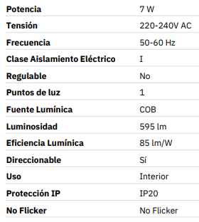 Foco techo tubular 7w