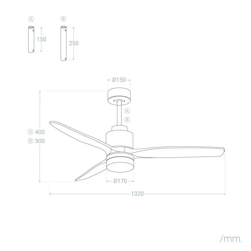 Ventilador sostre amb llum fusta fosca