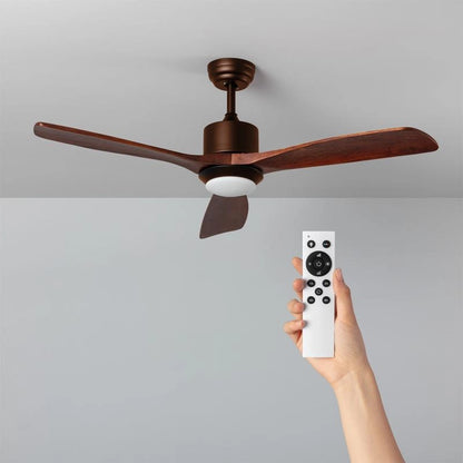 Ventilador techo con luz madera oscura