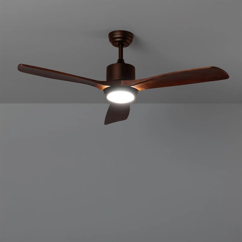 Ventilador techo con luz madera oscura