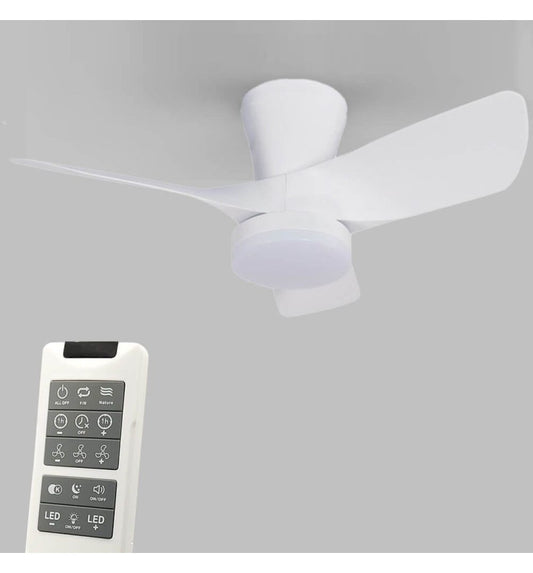 Ventilador de techo minimalista blanco con luz